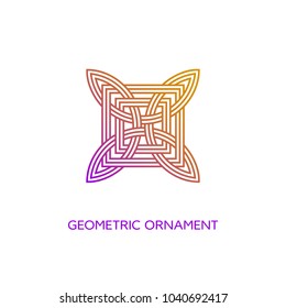 Geometric emblem design template with smooth gradient fill in linear style on a white background. Vector illustration.
