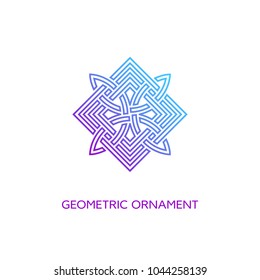 Geometric emblem design template with smooth gradient fill in linear style on a white background. Vector illustration.