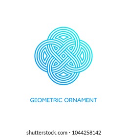 Geometric emblem design template with smooth gradient fill in linear style on a white background. Vector illustration.