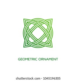 Geometric emblem design template with smooth gradient fill in linear style on a white background. Vector illustration.
