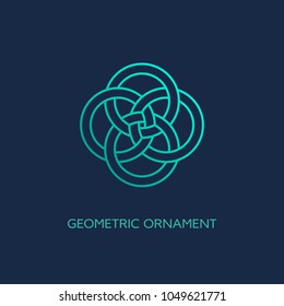 Geometric emblem design template with smooth gradient fill in linear style on a dark background. Vector illustration.