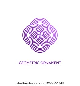 Geometric emblem design template with smooth gradient fill in linear style on a white background. Vector illustration.