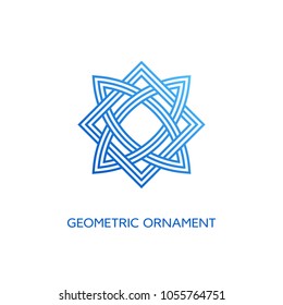 Geometric emblem design template with smooth gradient fill in linear style on a white background. Vector illustration.