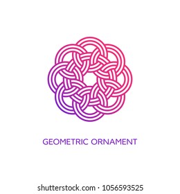 Geometric emblem design template with smooth gradient fill in linear style on a white background. Vector illustration.
