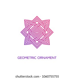 Geometric emblem design template with smooth gradient fill in linear style on a white background. Vector illustration.