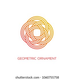 Geometric emblem design template with smooth gradient fill in linear style on a white background. Vector illustration.