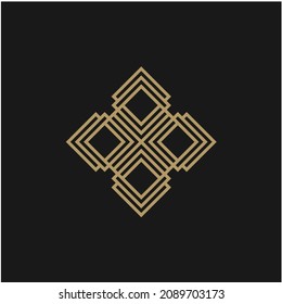 Geometric Emblem Square Pattern, Simple Logo Design