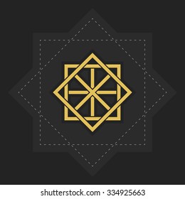 Geometric emblem. Vector arabic ornamental symbol