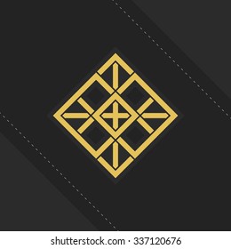 Geometric emblem. Vector arabic ornamental symbol on dark background