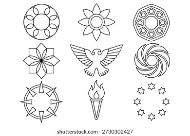 Geometric emblems and eagle symbol abstract