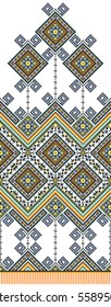 geometric embroidered good like old handmade cross-stitch ethnic Ukraine pattern. Ukrainian towel with ornament, rushnyk called, in vector