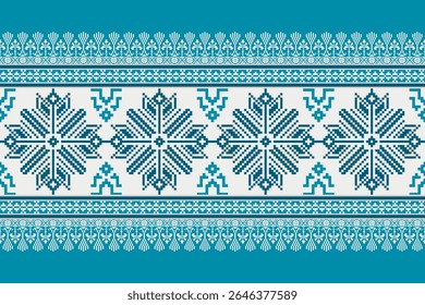 Geometric embroidery design, pixel fabric, ethnic pattern,  cross stitch, design for tile, tapestry, vector, illustration, abstract,background, seamless.