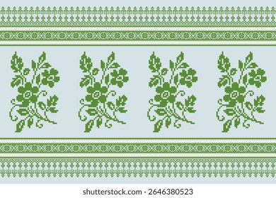 Geometric embroidery design, pixel fabric, ethnic pattern, cross stitch, design for tile, fabric, tapestry, vector, illustration, abstract,background, seamless