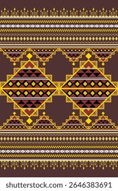 Geometric embroidery design, pixel fabric, ethnic pattern, cross stitch, design for tile, fabric, tapestry, vector, illustration, abstract,background, seamless