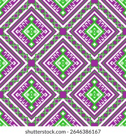 Geometrisches Stickdesign, Pixelgewebe, ethnisches Muster, Kreuzstich, Design für Kachel, Stoff, Tapete, Vektor, Illustration, abstrakt, Hintergrund, nahtlos