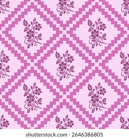 Geometric embroidery design, pixel fabric, ethnic pattern, cross stitch, design for tile, fabric, tapestry, vector, illustration, abstract,background, seamless