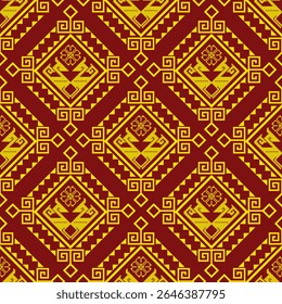 Geometric embroidery design, pixel fabric, ethnic pattern, cross stitch, design for tile, fabric, tapestry, vector, illustration, abstract,background, seamless