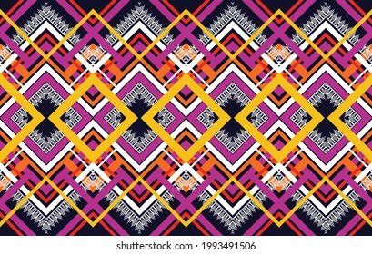 Geometric embroidery ethnic patterns design. Ikat Aztec fabric carpet mandala carpet ornament boho chevron textile decoration. Indian pattern vector illustrations background.