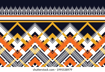 Geometric embroidery ethnic patterns design. Ikat Aztec fabric carpet mandala carpet ornament boho chevron textile decoration. Indian pattern vector illustrations background.