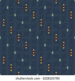 Geometric embroidery style. Ethnic seamless pattern. Abstract aztec background. Digital or wrapping paper. Good for web, print and textile design. Boho ornament vector.