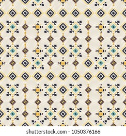 Geometric embroidery style. Ethnic seamless pattern. Abstract aztec background. Digital or wrapping paper. Good for web, print and textile design. Boho ornament vector.