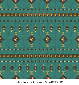 Geometric embroidery style. Ethnic seamless pattern. Abstract aztec background. Digital or wrapping paper. Good for web, print and textile design. Boho ornament vector.