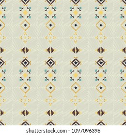 Geometric embroidery style. Ethnic seamless pattern. Abstract aztec background. Digital or wrapping paper. Good for web, print and textile design. Boho ornament vector.