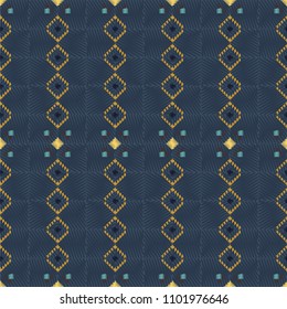 Geometric embroidery style. Ethnic seamless pattern. Abstract aztec background. Digital or wrapping paper. Good for web, print and textile design. Boho ornament vector.