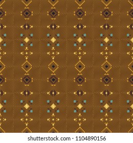 Geometric embroidery style. Ethnic seamless pattern. Abstract aztec background. Digital or wrapping paper. Good for web, print and textile design. Boho ornament vector.