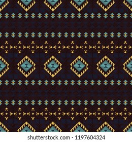 Geometric embroidery style. Ethnic seamless pattern. Abstract aztec background. Digital or wrapping paper. Good for web, print and textile design. Boho ornament vector.
