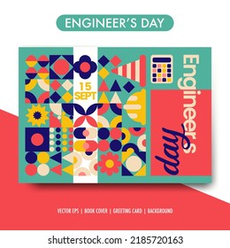 Ilustración vectorial de tarjetas de felicitación diurna de ingeniería geométrica.