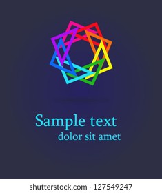 Geometric entwined triangles in color rainbow. Business abstract icon. As sign, symbol, logo, web, label, emblem.