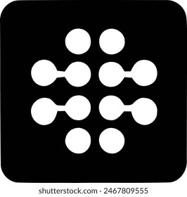 Geometric Essence, A Minimalist Icon Illustrating Connectivity through a Hexagonal Array of Circles.