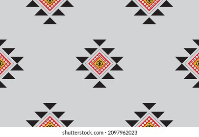 Geometric ethinic pattern design on gray background.Design for background,wallpaper,fabric,carpet,floor,tribal,clothing.Vector illustration.