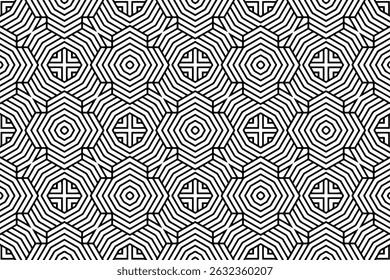 Geometric ethnic abstract black white pattern. Template, stencil suitable for laser cutting metal, wood carving, coloring, stained glass. Ornaments of the East, Asia, India, Mexico, Aztec, Peru