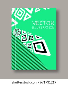 Geometric ethnic abstract color flyer. Brochures unusual color shapes style. Design Painting elements. Line art. Wallpaper with empty space for your text. Vector illustration.