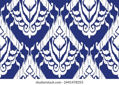 Geometric ethnic, African Ikat paisley embroidery. Navajo, seamless pattern white and blue, tribal motifs abstract vector, Chevron embroidery illustration,Diagonal ikat, Design for printing business.