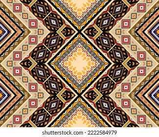 Estilo geométrico étnico americano, occidental, con motivos aztecos. diseño de patrones sin fisuras para tela, cortina, fondo, sarong, papel pintado, ropa, envoltura, Batik, azulejos, interior.Ilustración vectorial.