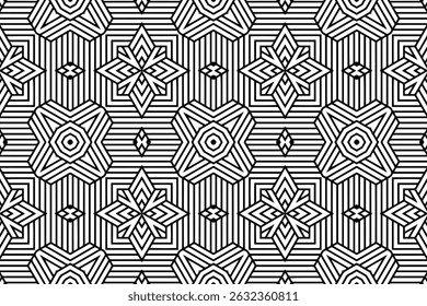 Geometric ethnic art black white pattern. Template, stencil suitable for laser cutting metal, wood carving, coloring, stained glass. Ornaments of the East, Asia, India, Mexico, Aztec, Peru.