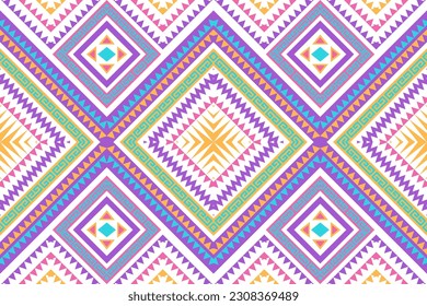 Geometric ethnic Aztec Abstract seamless Pattern Design Traditional Tribal vector in Neon color, Design for textile, curtain, carpet, wallpaper, clothing, wrapping, Batik, fabric,Vector illustration e