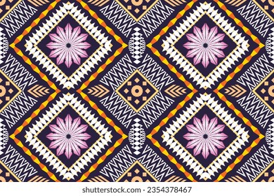 Geometric ethnic aztec embroidery style. Figure ikat oriental traditional art pattern.Design for ethnic background,wallpaper,fashion,clothing,wrapping,fabric,element,sarong,graphic,vector illustration