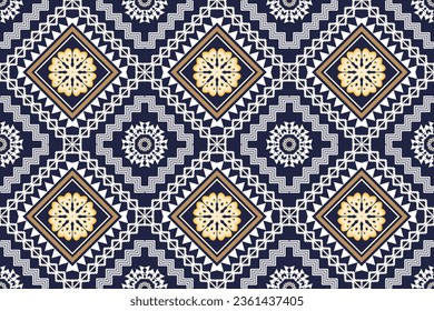 Geometric ethnic aztec embroidery style.Figure ikat oriental traditional art pattern.Design for ethnic background,wallpaper,fashion,clothing,wrapping,fabric,element,sarong,graphic,vector illustration.
