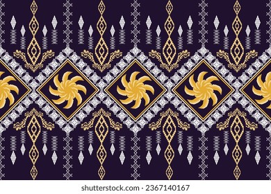 Geometric ethnic aztec embroidery style.Figure ikat oriental traditional art pattern.Design for ethnic background,wallpaper,fashion,clothing,wrapping,fabric,element,sarong,graphic,vector illustration.