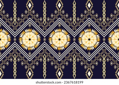 Geometric ethnic aztec embroidery style.Figure ikat oriental traditional art pattern.Design for ethnic background,wallpaper,fashion,clothing,wrapping,fabric,element,sarong,graphic,vector illustration.