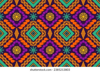 Geometric ethnic aztec embroidery style.Figure ikat oriental traditional art pattern.Design for ethnic background,wallpaper,fashion,clothing,wrapping,fabric,element,sarong,graphic,vector illustration.