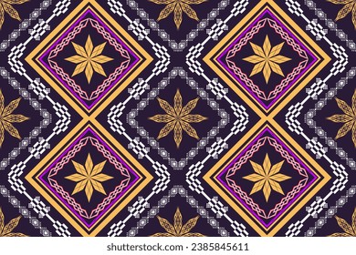 Geometric ethnic aztec embroidery style.Figure ikat oriental traditional art pattern.Design for ethnic background,wallpaper,fashion,clothing,wrapping,fabric,element,sarong,graphic,vector illustration.
