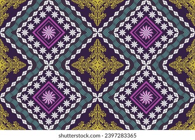 Geometric ethnic aztec embroidery style.Figure ikat oriental traditional art pattern.Design for ethnic background,wallpaper,fashion,clothing,wrapping,fabric,element,sarong,graphic,vector illustration.
