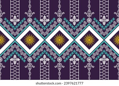 Geometric ethnic aztec embroidery style.Figure ikat oriental traditional art pattern.Design for ethnic background,wallpaper,fashion,clothing,wrapping,fabric,element,sarong,graphic,vector illustration.