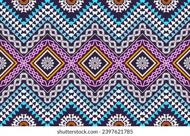 Geometric ethnic aztec embroidery style.Figure ikat oriental traditional art pattern.Design for ethnic background,wallpaper,fashion,clothing,wrapping,fabric,element,sarong,graphic,vector illustration.