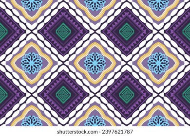 Geometric ethnic aztec embroidery style.Figure ikat oriental traditional art pattern.Design for ethnic background,wallpaper,fashion,clothing,wrapping,fabric,element,sarong,graphic,vector illustration.